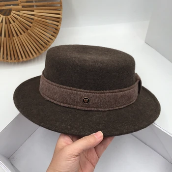 

Panama Wool felt hat female fashion han edition flat hat man qiu dong elegant travel retro jazz cap to keep warm fedoras