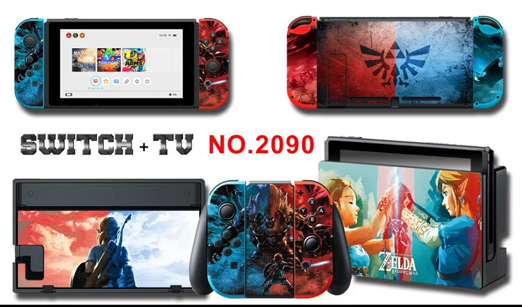 1set New Cute Anime Full Body Sticker for NS Switch Protective Cover Skin Colorful Art for Game Console Joy-Con Controller Decor