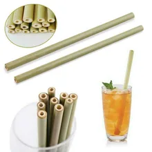 Новинка 12 шт натуральная бамбуковая Питьевая соломинки многократного использования для вечерние ужин с соломенной щеткой XOA