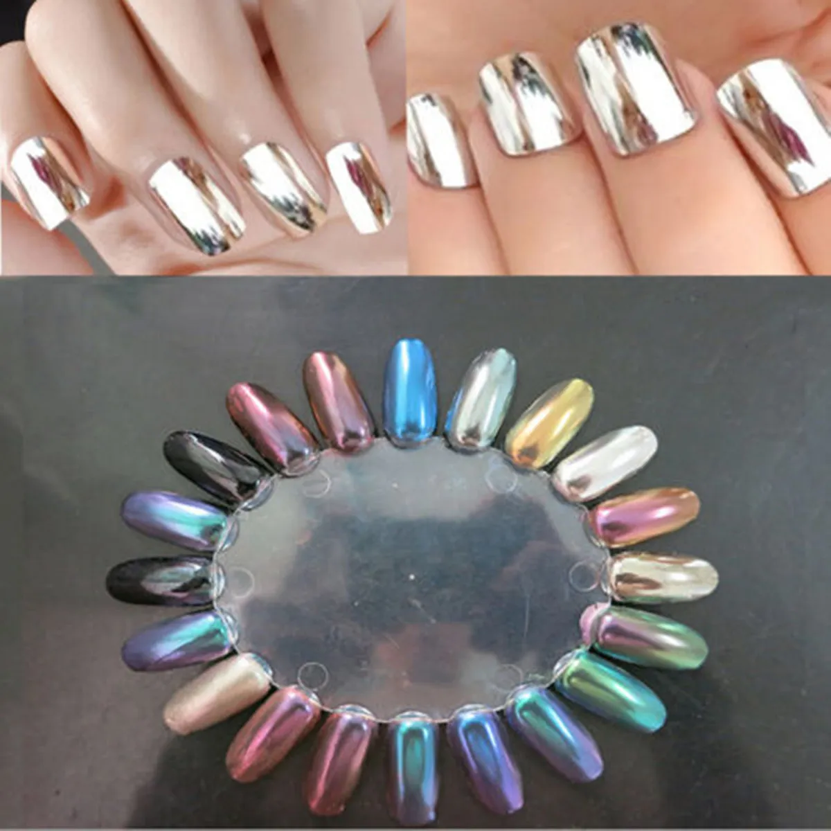 1g Metallic Mirror Powder Nail Glitters Dust Gold Silver 6 Colors Chrome Pigment Kit Set 6pcs/Set Bling Bling Decoration