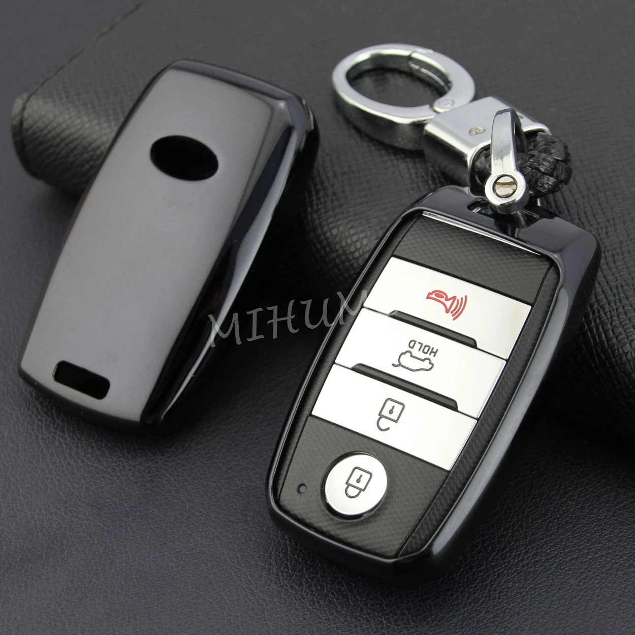 

TPU Car Key Fob Case Chain Ring For Kia Optima Sportage Sorento Niro Soul Sedona Carnival Black