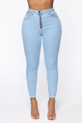 Light Blue Женские Стрейчевые джинсы, узкие джинсы с высокой талией, узкие брюки-карандаш, женские джинсы на молнии размера плюс S-3XL - Цвет: Light Blue