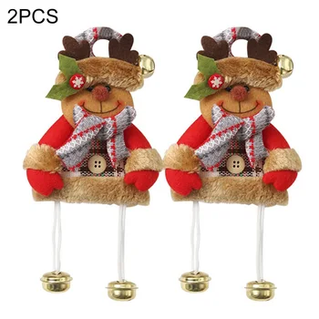 

Christmas Decorative Hanging Bell Pendant Wood Plush Doll Christmas Ornament for Holiday Tree and Door Decoration MDJ998