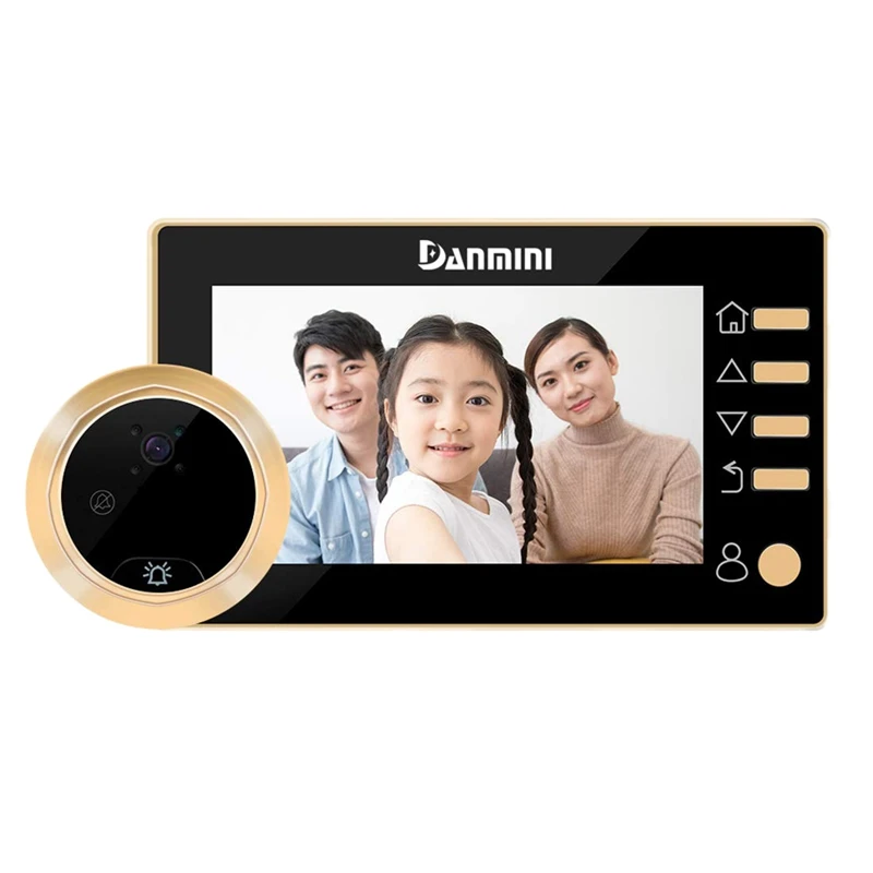 Danmini Video Doorbell Peephole With Camera,  4.3 Inch Hd Digital Display, Zinc Alloy Material Cat Eyes Door Viewer,  300, 000 P doorphone