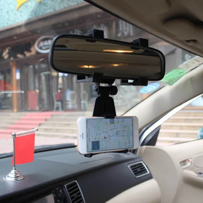 Универсальный 360 градусов автомобильный зеркало заднего вида держатель для телефона Подставка для мобильного телефона подходит для iPhone 8/8 Plus samsung S8 htc gps M8617
