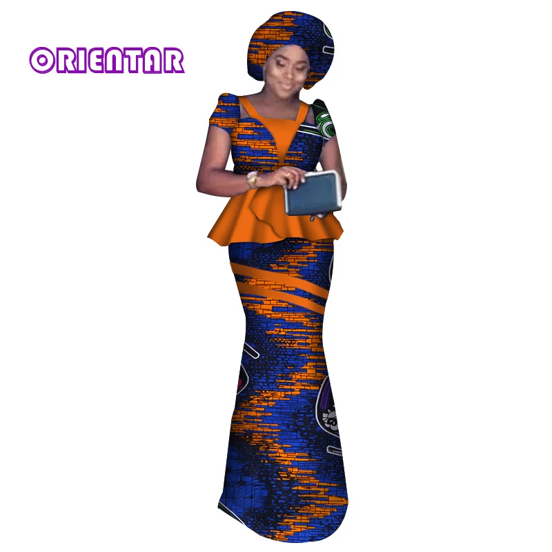 В африканском стиле наряды для женщин комплект с юбкой и футболкой одежды платок