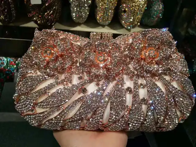 XIYUAN Women Silver/Pink/Gold/Green Color Crystal Clutch Bag Evening Bags For Wedding Party Prom Diamond Clutches Bags Handbags 5