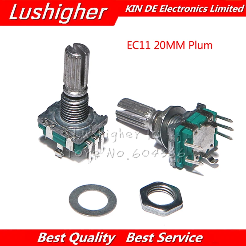5PCS EC11 20mm Plum Hle Rotary Encoder Coding Switch Digital Potentiometer Switch 5 Pin DIY