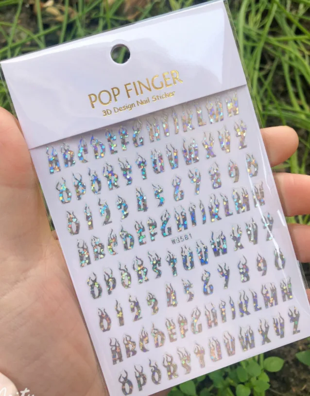 1PCS Multi-Color Laser Reflective Alphabet Nail Art Sticker Kit
