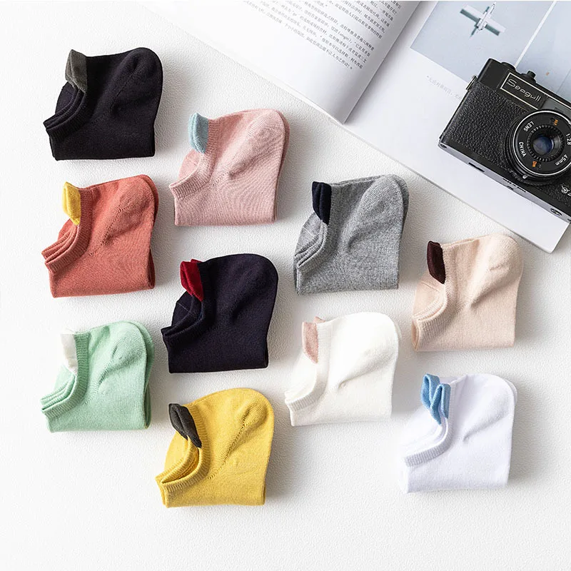 

Leisure Solid Color Flower Side Short Sock Elastic Mouth Stripe Breathable Comfortable Cotton Women Short Sock Hosiery