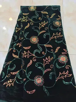 

Latest sequin embroidery French flannel fabric sequins African fabric embroidery Nigeria fabric, dress / skirt design fabric.5Y