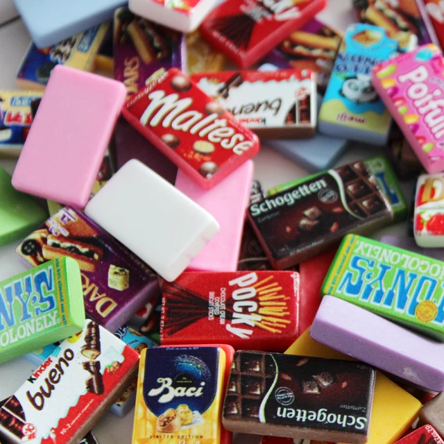 5pcs/set1/6 Scale Miniature Dollhouse Chocolate Snacks Mini Play Food