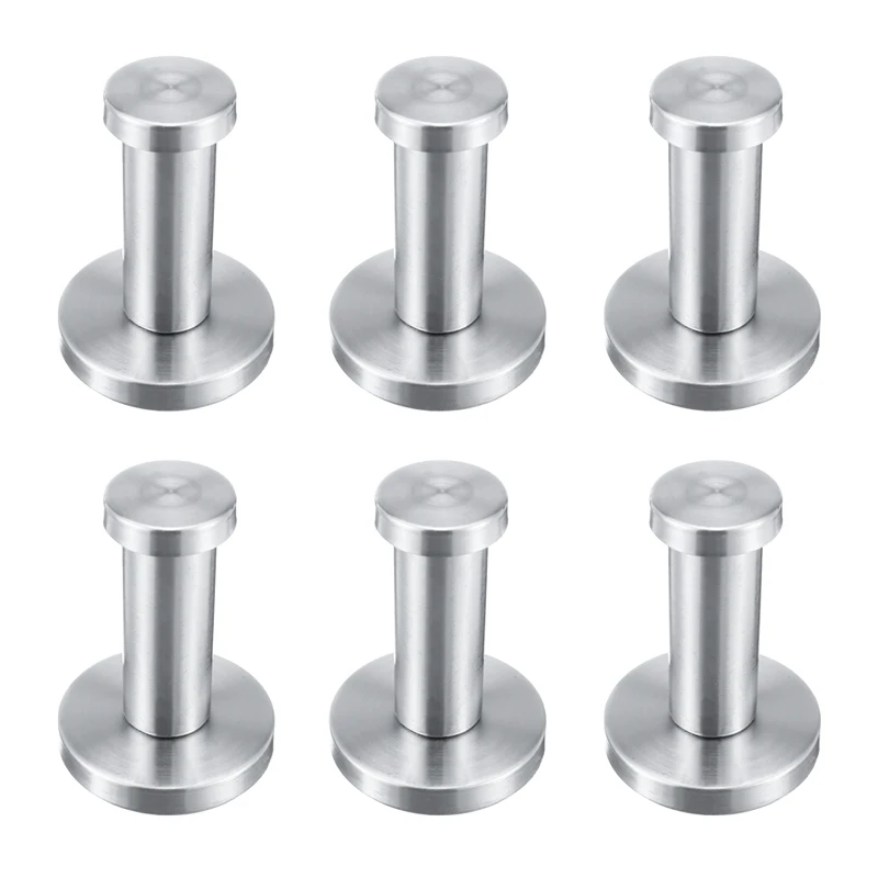 6Pcs/set Clothes Robe Hooks Stainless Steel Bathroom Door Hanger Hook