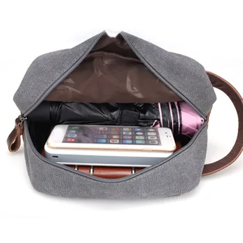 

Men Travel Toiletry Bag Canvas Leather Makeup Organizer Shaving Storage Pouch XIN-Shipping