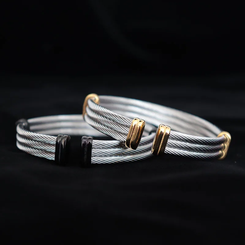 

Minimalist Stainless Steel Open Bracelet & Bangles Steel Wire Knot Cuff Braclet For Women Men Hand Viking Jewelry Pulseira