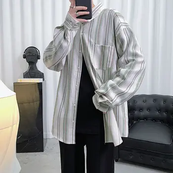 

2020 Spring And Autumn New Youth Popular Striped Single-breasted Long-sleeved Shirt Fashion Casual Wild Loose Shirt M-2XL