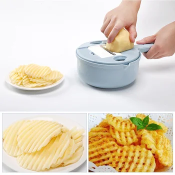 

2019 New Kitchen Vegetable Cuttergadget Pink Round Potato Grater Wheat Straw Cutting and Washing One Multifunctional