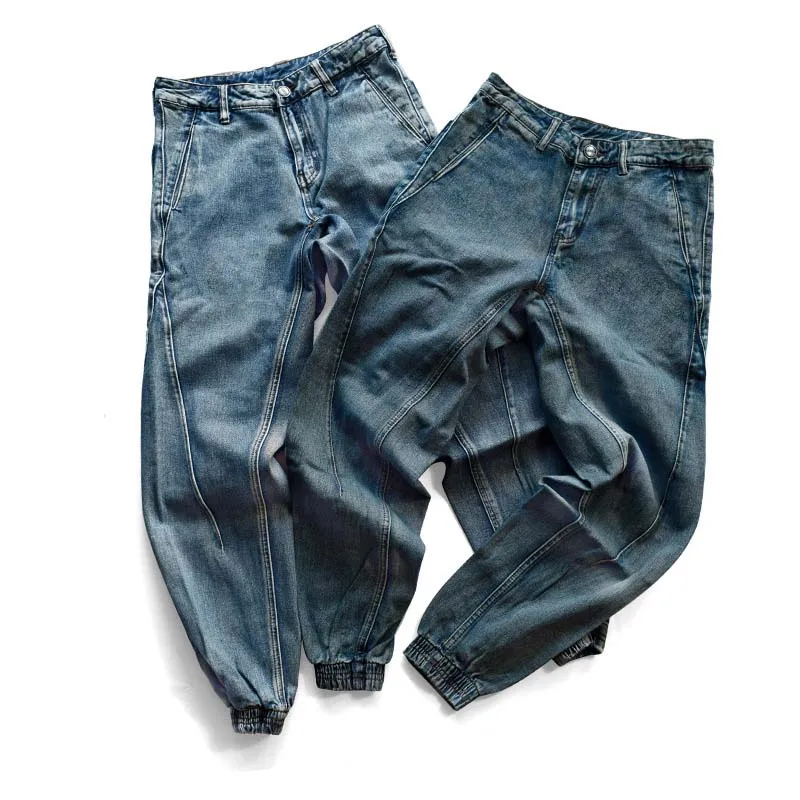 Men Fashion Casual Jeans Pants Street Loose Haren Jeans Pants For Male Washed (5)