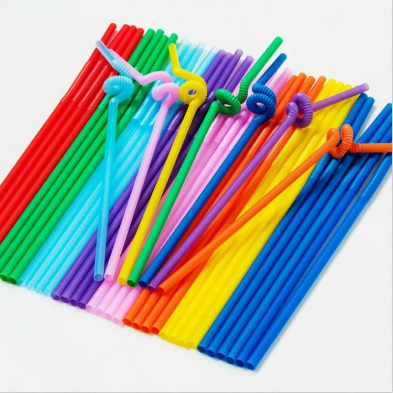 50pcs Disposable Straws Bendable Juice Drinking Flexible 26cm Safe Environmentally Friendly For Home Party Bar New