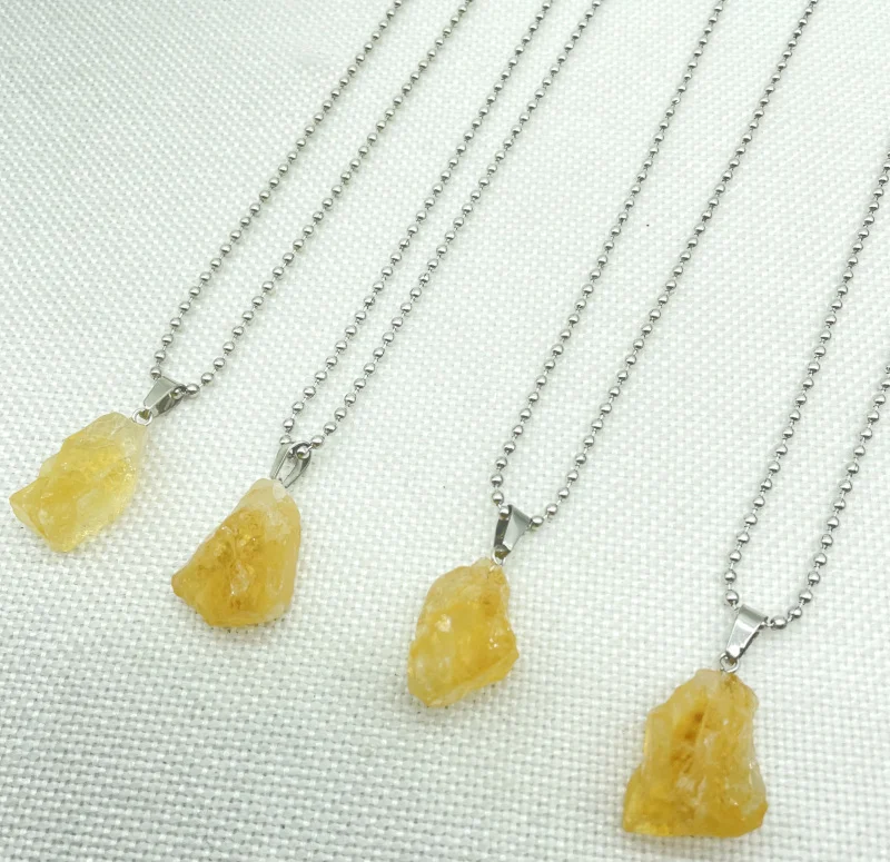 Natural stone yellow crystal Black Tourmaline Repair Ore Can Be Used Charm Citrine Pendant For DIY Jewelry Making Necklace 1pcs 5