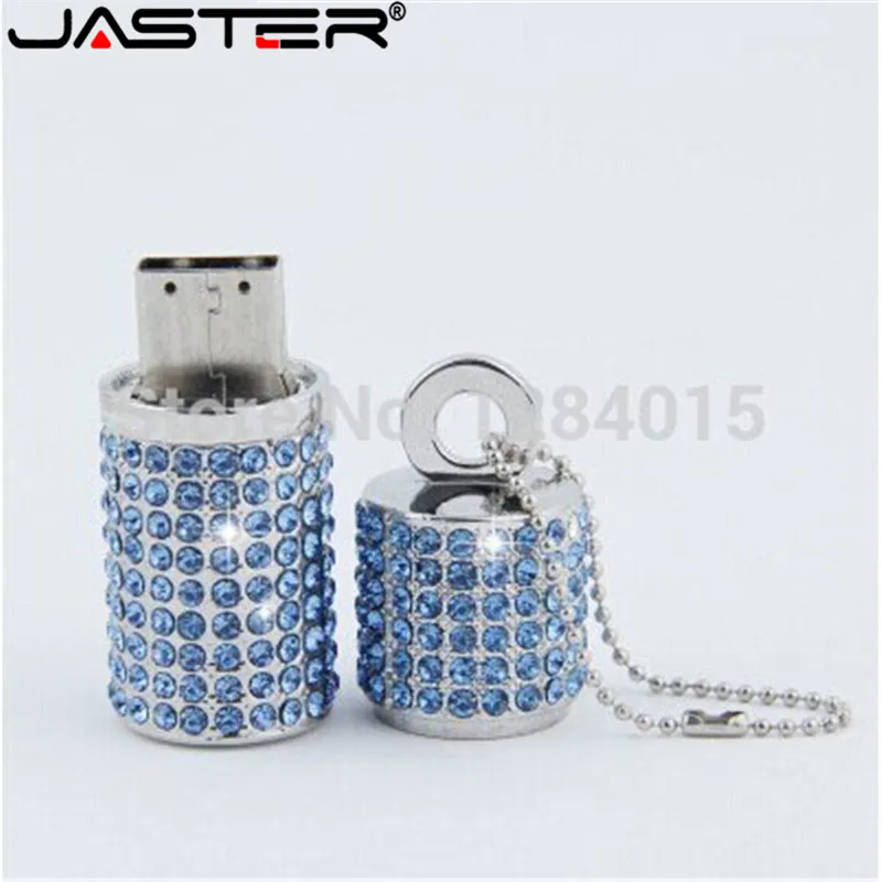 JASTER Хрустальный цилиндрический USB флеш накопитель модный металлический