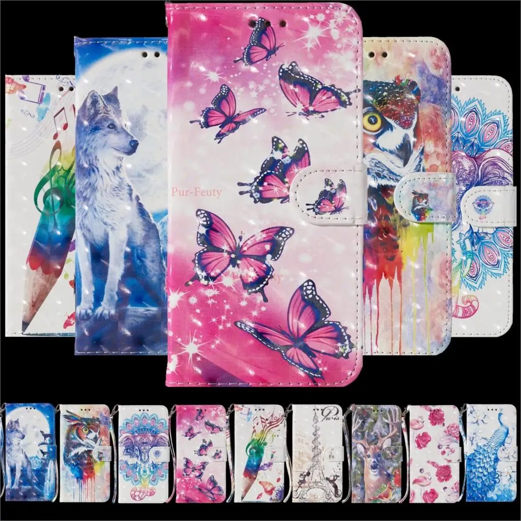 Case For Samsung Galaxy A70 A50 A40 A30 A20 A10 Painted PU Leather Flip Wallet Magnetic Fashion Covers A705FN | Мобильные телефоны