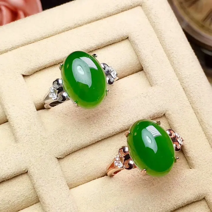 Натуральный Хотан jade Jasper кольцо женская мода Личность изумруд кольцо темперамент простой нефрит ювелирные изделия