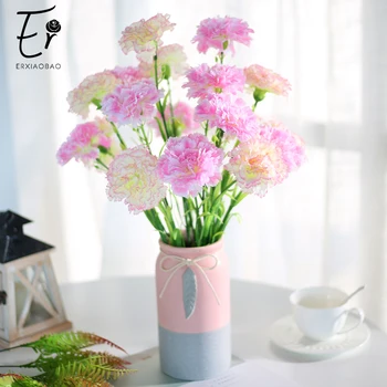 

Erxiaobao 10 Pieces/Lot Fake Carnation Gillyflower Clove Pink Artificial Flowers for Mother's Day Gift Home Decor