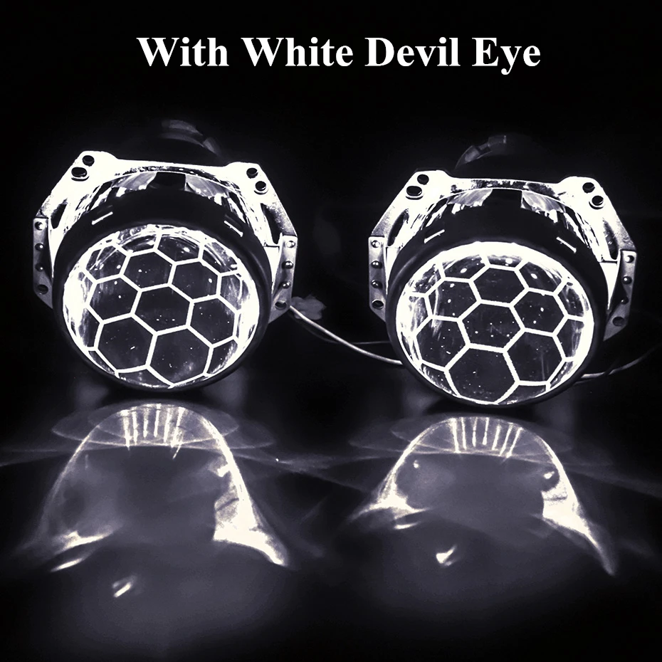 With White Devil Для Hella 3R G5 5 фары линзы Honeycomb HID проектор D1 D2 D3 D4 Bi-xenon 3,0 травление линзы тюнинг аксессуары футбольный стиль - Цвет: With White Devil