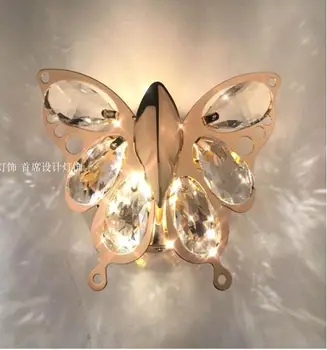

Aisle porch balcony cloakroom ceiling lamp bedroom bedside crystal wall lamp led butterfly personality modern minimalist