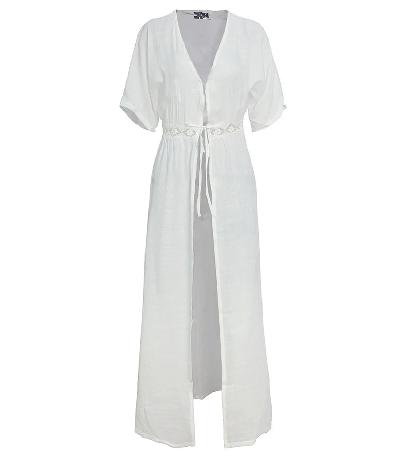 Bohemian beach dress fashion sunscreen maxi long dress women summer Nice short sleeve white sexy boho women dress Pop CDR261 (3)