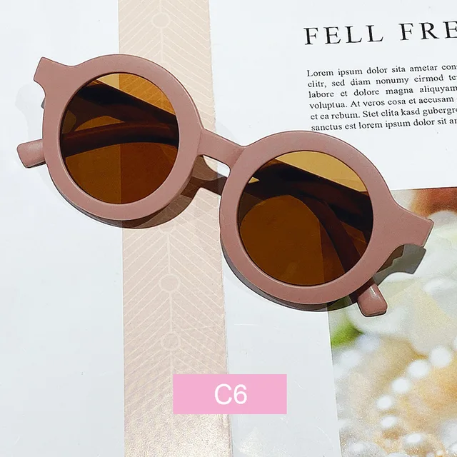 Free shipping children's color round frame light PC cute small face sunglasses Frame Tea Slices