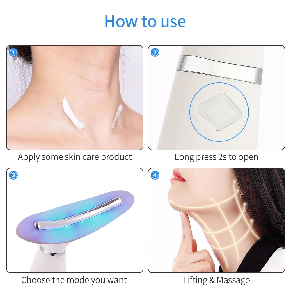 Remove Double Chin Neck Device LED Photon Heating Therapy Anti-Wrinkle Neck Care Tool Vibration Skin Lifting Tightening Massager