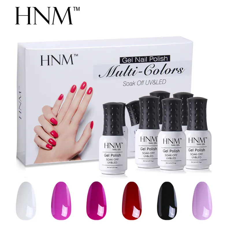 HNM 6pcs/set Nail Art Pure Color 8ML Gel Varnish Sets Nail Polish Kit Manicure UV Gel Lucky Gel Varnish Lacquer DIY For Nail Kit - Цвет: 21