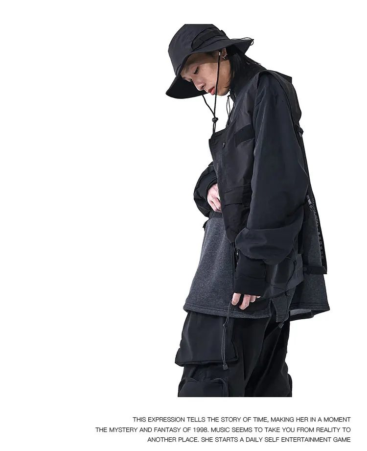 Pupil travel funtional sweater and vest set  side reflective pockets techwear streetwear punk aesthetic futuristic