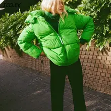 Za Women's Winter Jacket Winter Parkas Green Jacket Zip Up Hoodie Quilted Coat Woman Puffer Coat With Hoodies Thick Warm Parkas