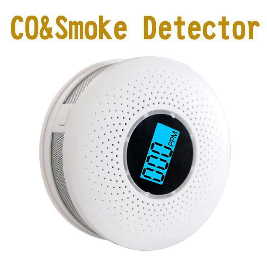 Combination Smoke and Carbon Monoxide Detector Alarm Battery Operated Digital Display for Travel Home Bedroom Kitchen