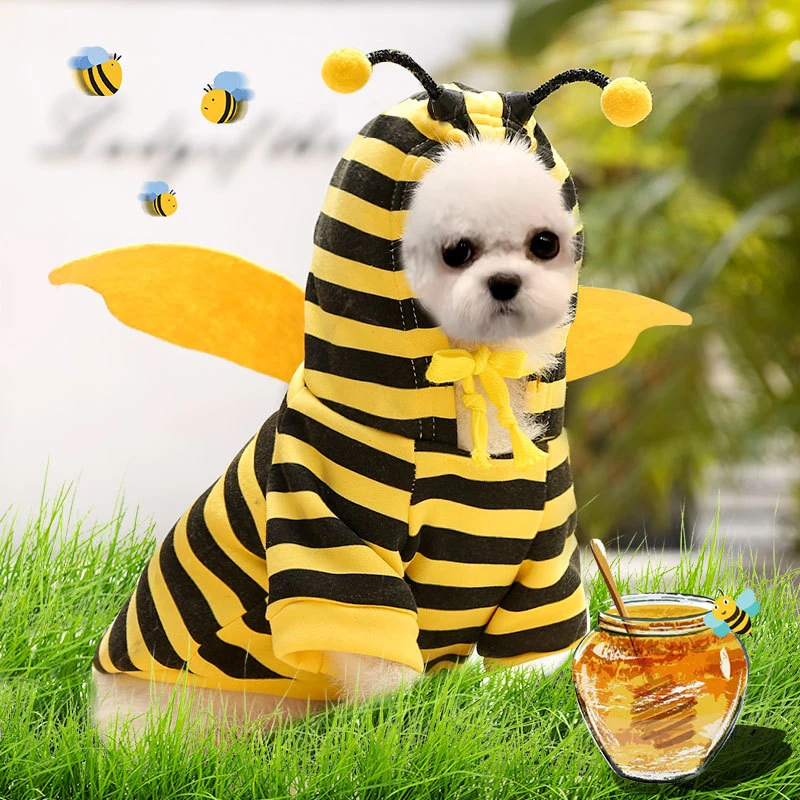 Bee Cat Dog Costume Cute Pet Clothes Honeybee Style Coat Jacket