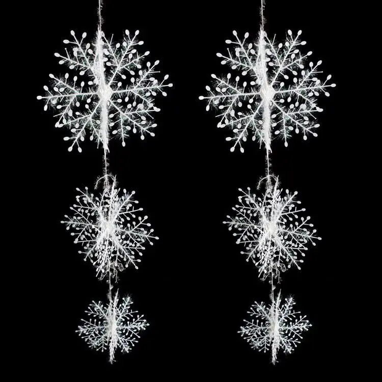 1pcs White Plastic Fake Snowflake Christmas Party Hanging Pendants New Year Xmas Tree Ornaments Window Decoration