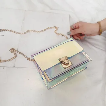 

Women Summer Laser Transparent Bags Fashion Women Korean Style Shoulder Bag Messenger PVC Waterproof Beach Bag 2020