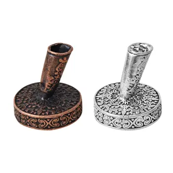 

2 PC Single Pen Stand Carved Antique Desktop Mini Pencil Holder Kit Silver Carving Pen Holder Metal Office Supplies