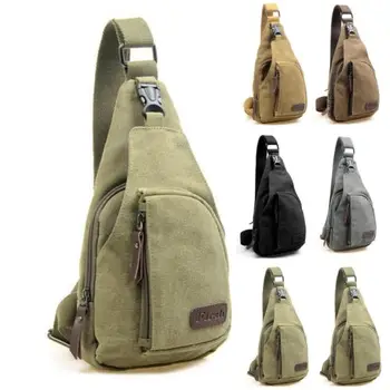 

Fashion Men Vintage Canvas Bags Hangable Pouch Case Leather Satchel Shoulder Sling Chest Bag Travel Orangizer Bags Container NEW