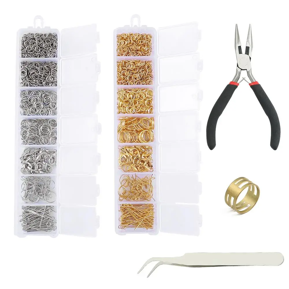 Kit de accesorios de joyería DIY, conjunto de anillos abiertos de 3/4/5/6/7/8/10mm, cierre de langosta, ganchos para pendientes, suministros de joyería