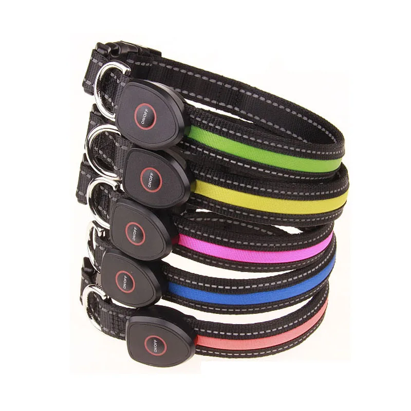 

USB Peach Shaped Charging LED Luminous Dog Collar Chargeable Recycled Pet Collar Send USB Cable