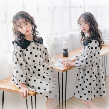 

girls long sleeve dress polka dot fashionable girls fall dress with peter pan collar cute alice in wonderland party teen clothes