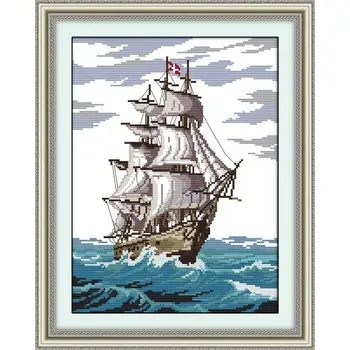 

Bon Voyage DIY Chinese Needlework Crafts 11CT14CT Printed Scenery Pattern Cross Stitch Kits DMC Fabric on Canvas Embroidery Sets