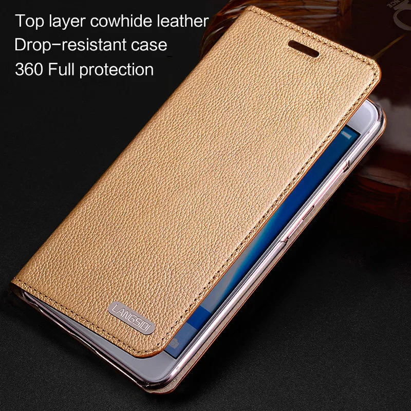 

LANGSIDI leather litchi texture Flip case For Samsung Galaxy A50 A70 A30 card stand wallets cover handmade for samsung s10e a7