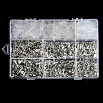 

900PCS Boxed Insulated Electrical Wire Connector Crimp Terminals Female/Male Spade Connectors Assortment Kits 2.8/4.8/6.3mm