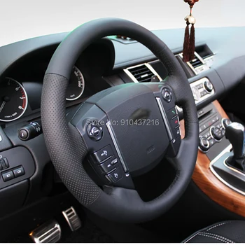 

For Range Rover Sport SVR 2011 2012 DIY Black Perforated Suede Leather Hand sewing Steering Wheel Wrap Cover