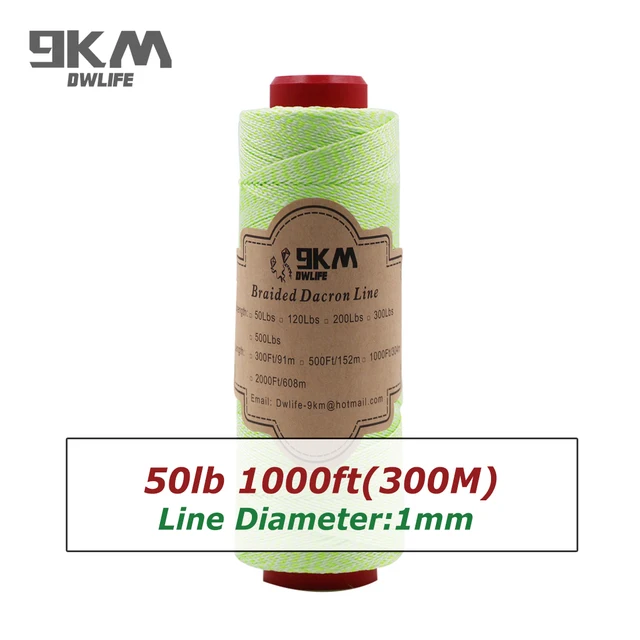 Braided Dacron Fishing Line Outdoor Kite Line 500-1000ft Multi-Functional Camping Flag Tying Band Fishing Applications 50-500Lbs 1000ft 50lbs